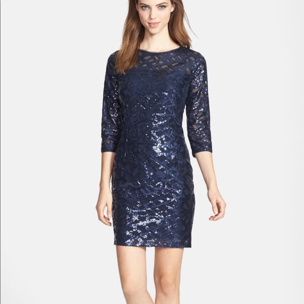 Aidan Mattox navy sequin cocktail dress